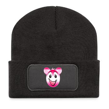 Sourire de panda rose - Beanie recyclé à patch - charbon - Devant
