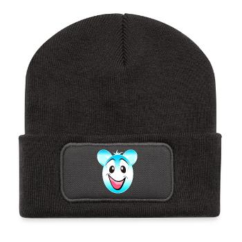 Cheerful Blue White Bear Mascot - Recycled Patch Beanie - dark grey - Front