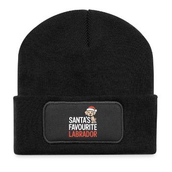 Le design de Noël préféré du Labrador du Père Noël - Beanie recyclé à patch - noir - Devant