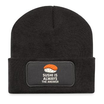 Le sushi est toujours la solution - Beanie recyclé à patch - charbon - Devant