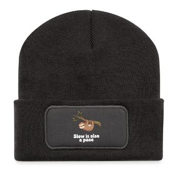 Slow is also a pace - Recycled Patch Beanie - dark grey - Front