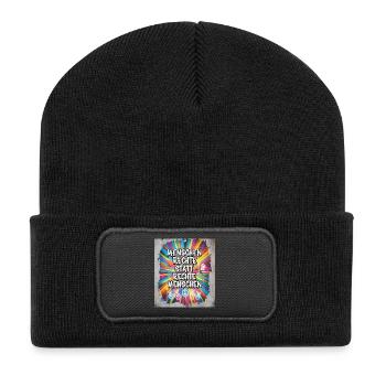 Colorful Graffiti Human Rights Statement - Recycled Patch Beanie - black - Front