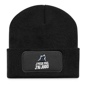 Ich kann nicht, ich habe Judo-Humor-Geschenk - Recycelte Patch Beanie - Schwarz - Vorne