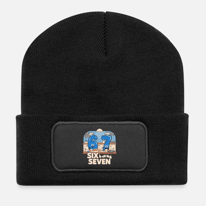 67 Meme italienisch lustig Backen Geschenk - Recycelte Patch Beanie - Schwarz