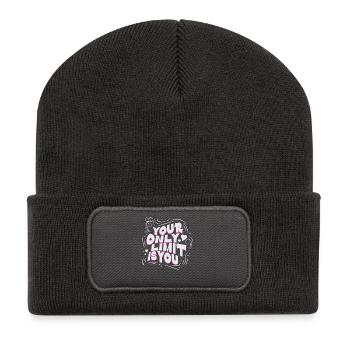 Motivational saying: Your only limit is you - Recycled Patch Beanie - dark grey - Front
