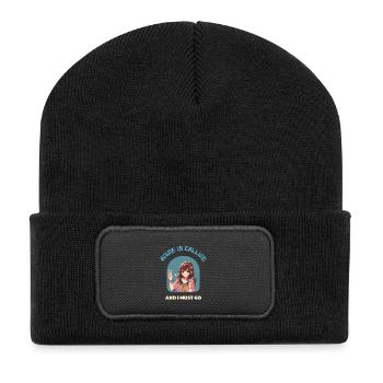 Anime Calls: And I Have To Go - Recycled Patch Beanie - black - Front