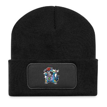 Hip-hop style graffiti de raton laveur - Beanie recyclé à patch - noir - Devant