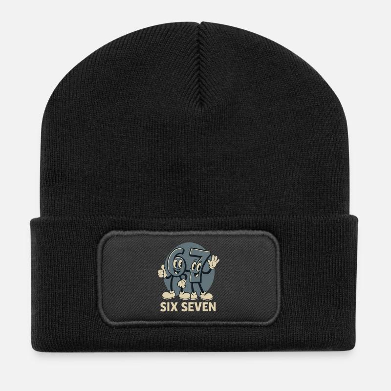 67 Six Seven 6-7 Lustig Geschenk Niedlich - Recycelte Patch Beanie - Schwarz
