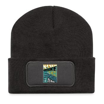 Naked Bike Geschichte – Motorradfahrer Statement - Recycelte Patch Beanie - Dunkelgrau - Vorne