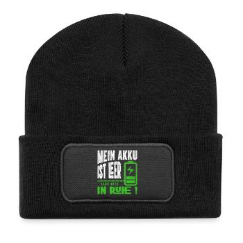 Mein Akku ist leer - Lass mich in Ruhe - Recycelte Patch Beanie - Schwarz - Vorne