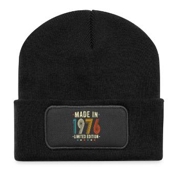 Vintage 1976 Limited Edition, 50 Years Old Gifts - Recycled Patch Beanie - black - Front
