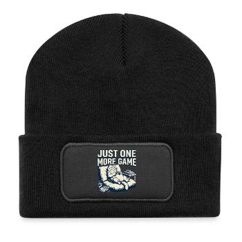 Just one more game of cat lounge - Recycled Patch Beanie - black - Front