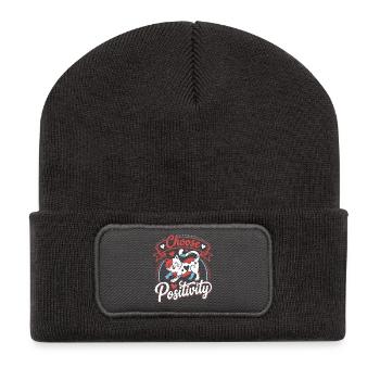 Choose Positivity Cat - Recycelte Patch Beanie - Dunkelgrau - Vorne