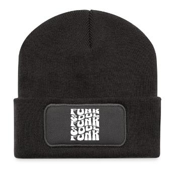 Funk- und Soulmusik – kühne Typografie - Recycelte Patch Beanie - Dunkelgrau - Vorne