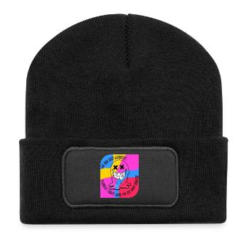 life is short. POP - Recycled Patch Beanie - black - Front