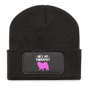 Therapie Therapeut Hund Therapiehund Hundetraining - Recycelte Patch Beanie - Dunkelgrau - Vorne