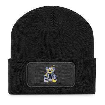 Graffiti Bär Metall Neon Street Art - Recycelte Patch Beanie - Schwarz - Vorne