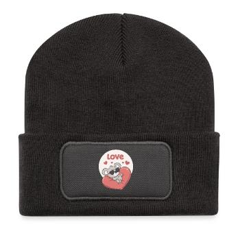 Koala Heart in Colour - Recycled Patch Beanie - dark grey - Front