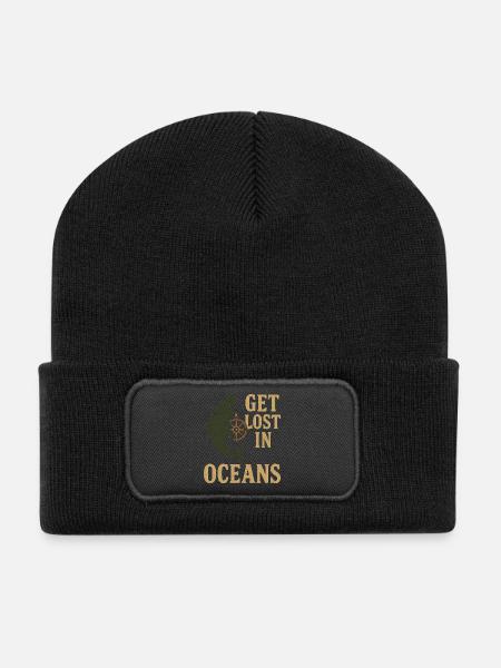 Get Lost in Oceans Nautical - Recycled Patch Beanie - black