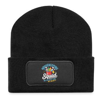 Funny Cleaning Design - Recycled Patch Beanie - black - Front