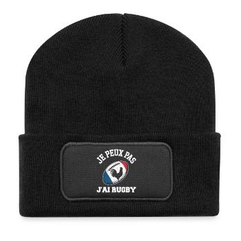 I can't I have rugby - Recycled Patch Beanie - black - Front