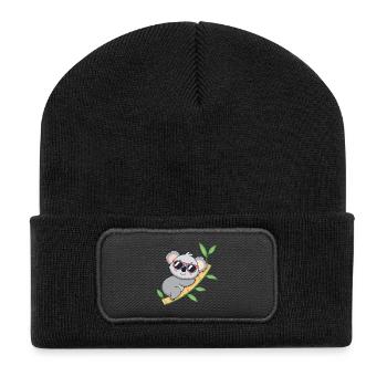 Trendy koala in red glasses - Recycled Patch Beanie - black - Front