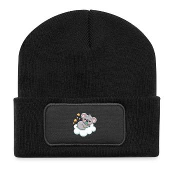 Bébé Koala rêveur sur nuage pastel - Beanie recyclé à patch - noir - Devant