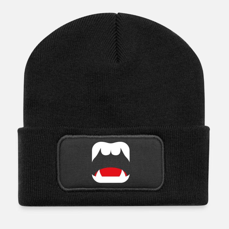 Petits Monstres : Bouche de vampire en Rouge d’Ombre - Beanie recyclé à patch - noir