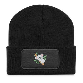 Traumhafter Koala auf dem tropischen Ast - Recycelte Patch Beanie - Schwarz - Vorne