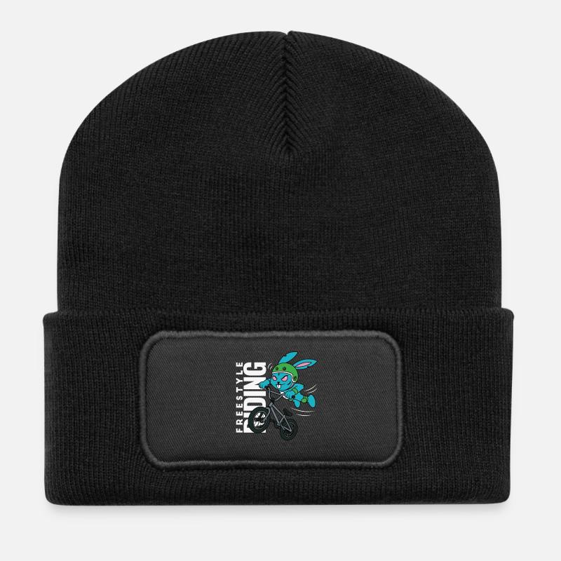 BMX Freestyle Rabbit – Extreme Riding Design - Recycelte Patch Beanie - Schwarz