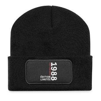 1988 vintage typographic style - Recycled Patch Beanie - black - Front
