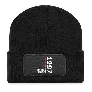 1997 vintage typographic style - Recycled Patch Beanie - black - Front