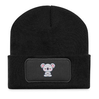 Koala-Pastell-Zen-Decke - Recycelte Patch Beanie - Schwarz - Vorne