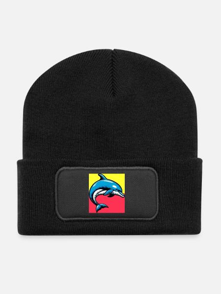Delfin - Recycelte Patch Beanie - Schwarz