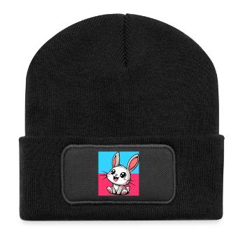 Kaninchen - Recycelte Patch Beanie - Schwarz - Vorne