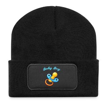 Bébé Dessin animé Tétine - Beanie recyclé à patch - noir - Devant