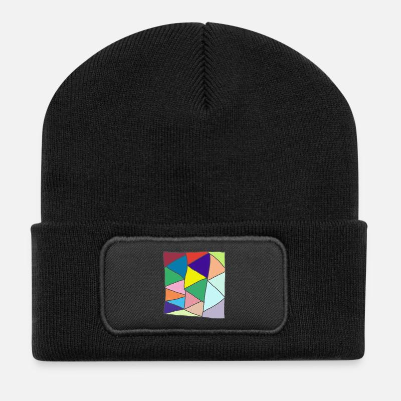 Geometric Glass Mosaic Burst - Recycled Patch Beanie - black