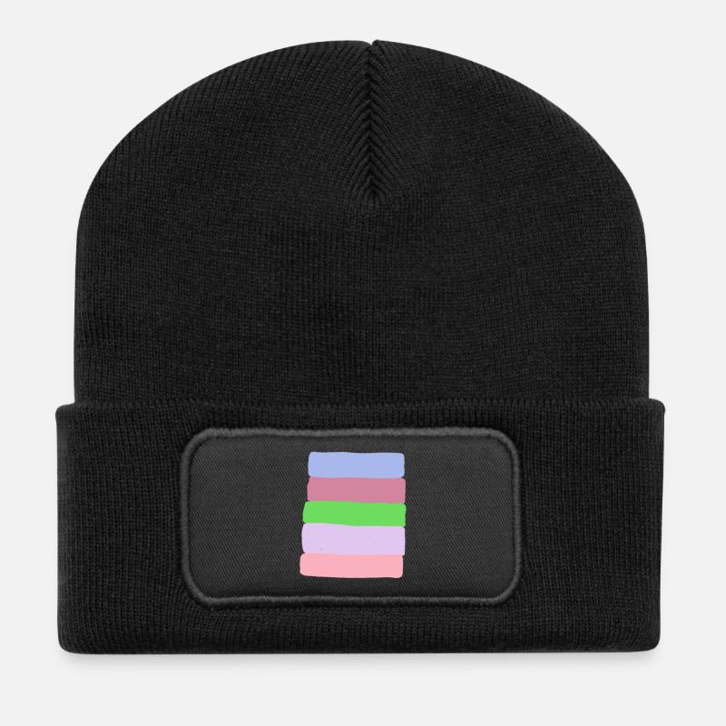 Pastel Stripe Stack - Recycled Patch Beanie - black