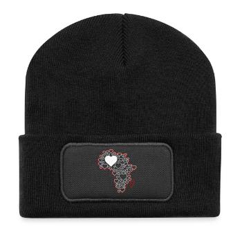 Africa Heart Pattern: Love Continents - Recycled Patch Beanie - black - Front