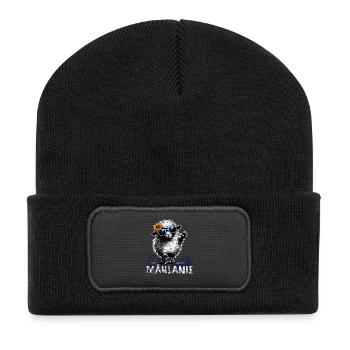 Mählanie – Freches Schaf Wortspiel Peace - Recycelte Patch Beanie - Schwarz - Vorne