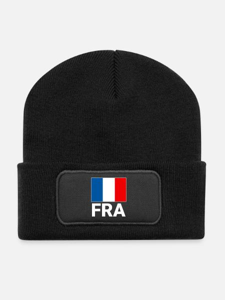 Drapeau français sportif avec abréviation FRA - Beanie recyclé à patch - noir