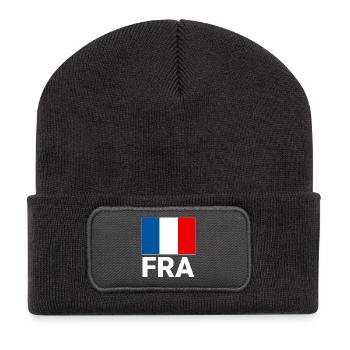 Sportliche Frankreich Flagge mit FRA Abkürzung - Recycelte Patch Beanie - Dunkelgrau - Vorne