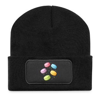 Colorful Macarons Pastel Dessert Motif - Recycled Patch Beanie - black - Front