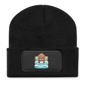 Cute otter cuddles in bed - Recycled Patch Beanie - black - Front
