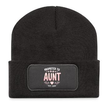 Tante 2026 Tante 2026 Befördert zu Tante 2026 - Recycelte Patch Beanie - Dunkelgrau - Vorne