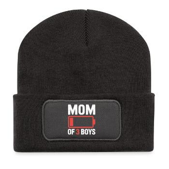 Logo de la batterie Maman of 3 Boys - Beanie recyclé à patch - charbon - Devant