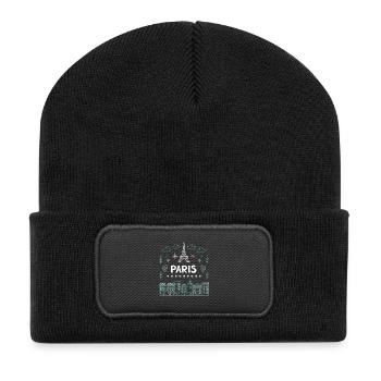 Paris Eiffel Tower Hearts Doodle - Recycled Patch Beanie - black - Front