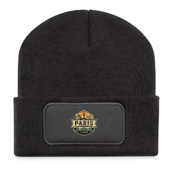 Retro Paris France Vintage Skyline Emblem - Recycled Patch Beanie - dark grey - Front