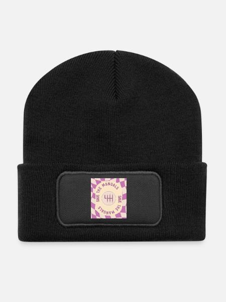 Save The Manuals Design for Petrolheads - Purple - Recycled Patch Beanie - black