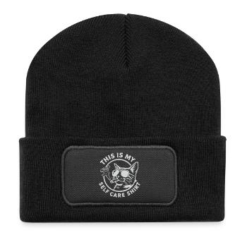 Mein Self-Care Katzenshirt - Recycelte Patch Beanie - Schwarz - Vorne